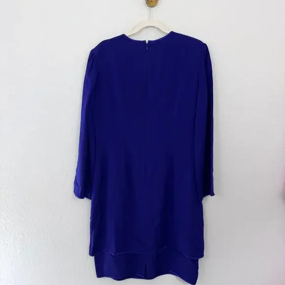 Tom And Linda Platt Womens Midi Dress Size L VTG Wedding Guest MOB Bold Purple - Picture 3 of 8